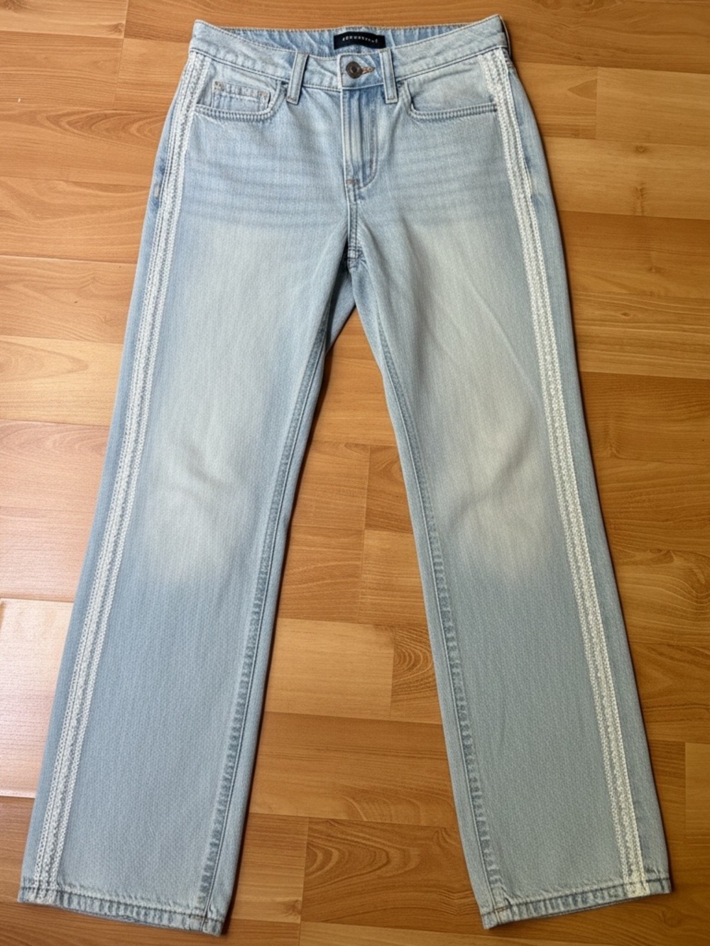 Aeropostale Light Blue Flare Jeans with White Side Lace Trim